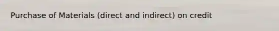 Purchase of Materials (direct and indirect) on credit