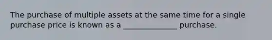 The purchase of multiple assets at the same time for a single purchase price is known as a ______________ purchase.