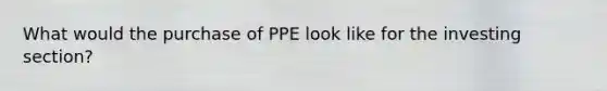 What would the purchase of PPE look like for the investing section?