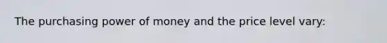 The purchasing power of money and the price level vary: