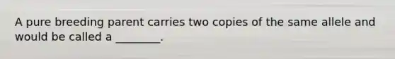 A pure breeding parent carries two copies of the same allele and would be called a ________.