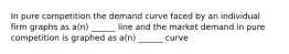 In pure competition the demand curve faced by an individual firm graphs as a(n) ______ line and the market demand in pure competition is graphed as a(n) ______ curve