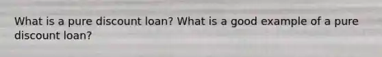 What is a pure discount loan? What is a good example of a pure discount loan?