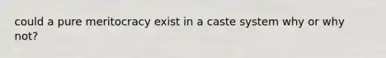 could a pure meritocracy exist in a caste system why or why not?