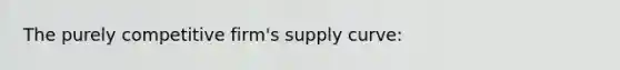 The purely competitive firm's supply curve: