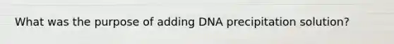 What was the purpose of adding DNA precipitation solution?