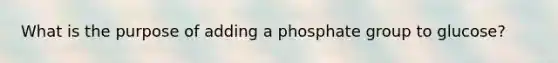 What is the purpose of adding a phosphate group to glucose?