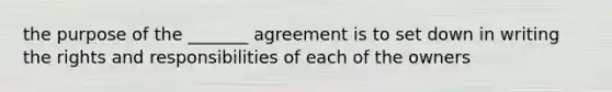 the purpose of the _______ agreement is to set down in writing the rights and responsibilities of each of the owners