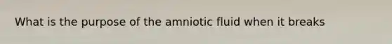 What is the purpose of the amniotic fluid when it breaks