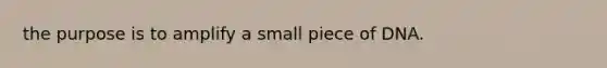 the purpose is to amplify a small piece of DNA.