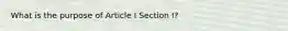 What is the purpose of Article I Section I?