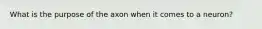 What is the purpose of the axon when it comes to a neuron?