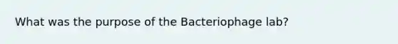 What was the purpose of the Bacteriophage lab?