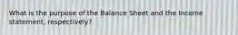 What is the purpose of the Balance Sheet and the Income statement, respectively?