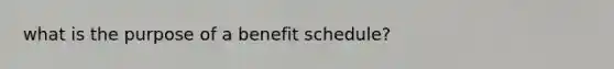 what is the purpose of a benefit schedule?