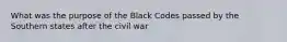 What was the purpose of the Black Codes passed by the Southern states after the civil war