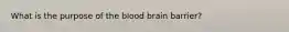 What is the purpose of the blood brain barrier?