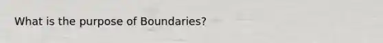 What is the purpose of Boundaries?