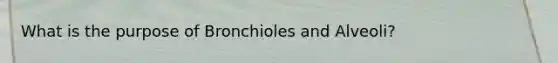 What is the purpose of Bronchioles and Alveoli?