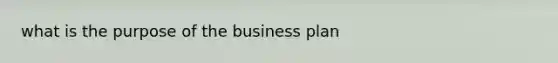 what is the purpose of the business plan