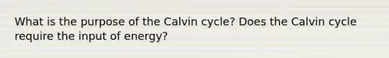 What is the purpose of the Calvin cycle? Does the Calvin cycle require the input of energy?