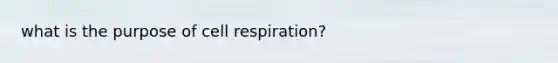 what is the purpose of cell respiration?