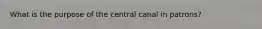 What is the purpose of the central canal in patrons?