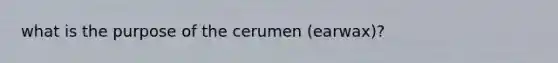 what is the purpose of the cerumen (earwax)?