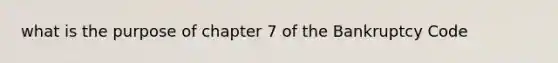 what is the purpose of chapter 7 of the Bankruptcy Code