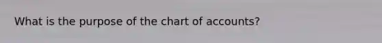 What is the purpose of the chart of accounts?