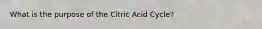 What is the purpose of the Citric Acid Cycle?