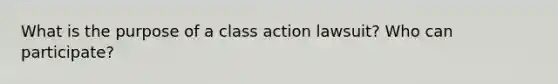 What is the purpose of a class action lawsuit? Who can participate?