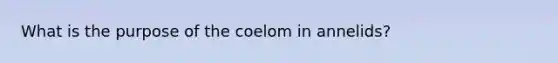 What is the purpose of the coelom in annelids?