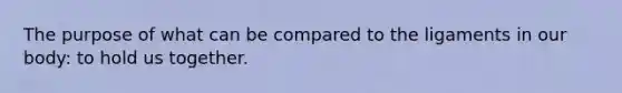 The purpose of what can be compared to the ligaments in our body: to hold us together.