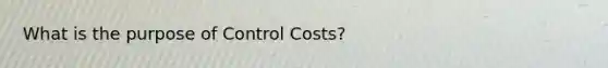 What is the purpose of Control Costs?