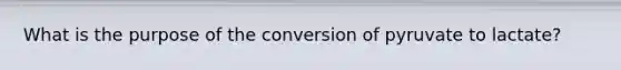 What is the purpose of the conversion of pyruvate to lactate?