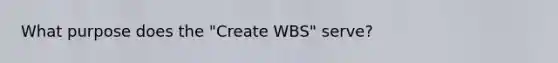 What purpose does the "Create WBS" serve?