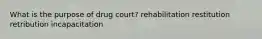 What is the purpose of drug court? rehabilitation restitution retribution incapacitation