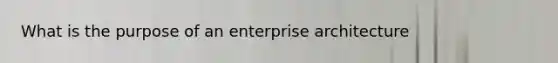 What is the purpose of an enterprise architecture