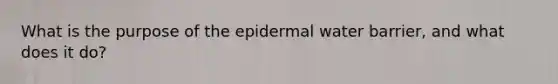 What is the purpose of the epidermal water barrier, and what does it do?