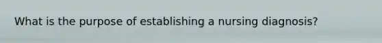 What is the purpose of establishing a nursing diagnosis?