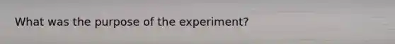 What was the purpose of the experiment?