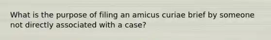 What is the purpose of filing an amicus curiae brief by someone not directly associated with a case?