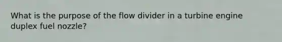 What is the purpose of the flow divider in a turbine engine duplex fuel nozzle?