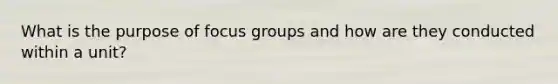 What is the purpose of focus groups and how are they conducted within a unit?