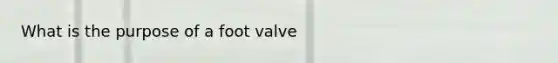 What is the purpose of a foot valve