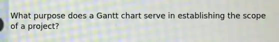 What purpose does a Gantt chart serve in establishing the scope of a project?
