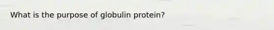 What is the purpose of globulin protein?