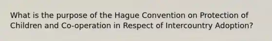 What is the purpose of the Hague Convention on Protection of Children and Co-operation in Respect of Intercountry Adoption?