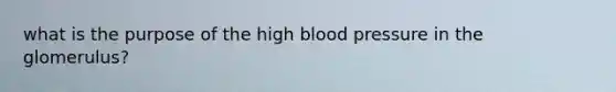 what is the purpose of the high blood pressure in the glomerulus?